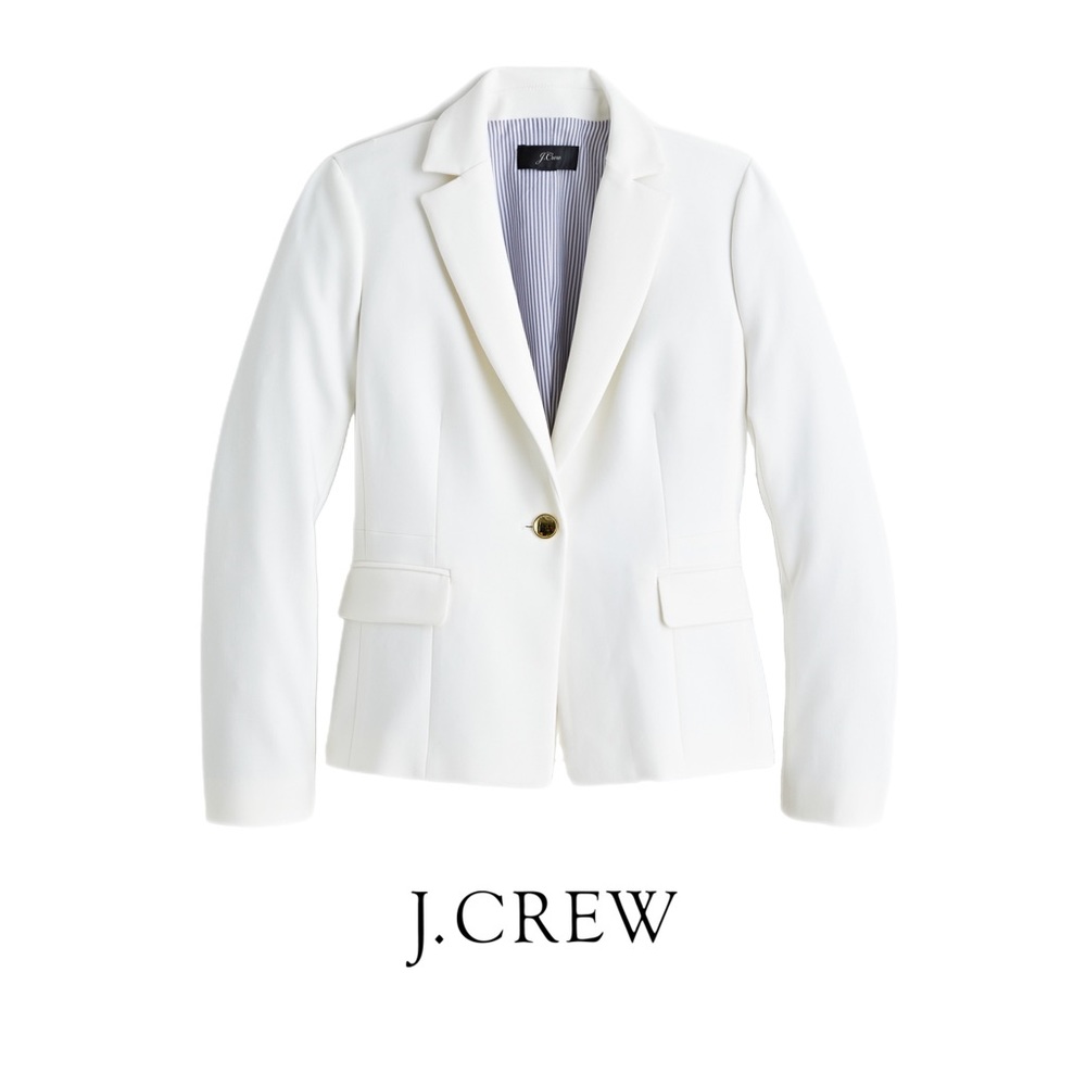 J Crew Mayfair Four Seasons Peplum Blazer in White